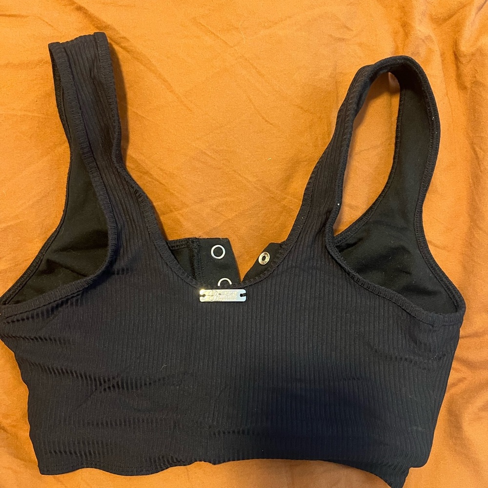 Bombshell sportswear Black Ribbed with front knot - Picture 2 of 3